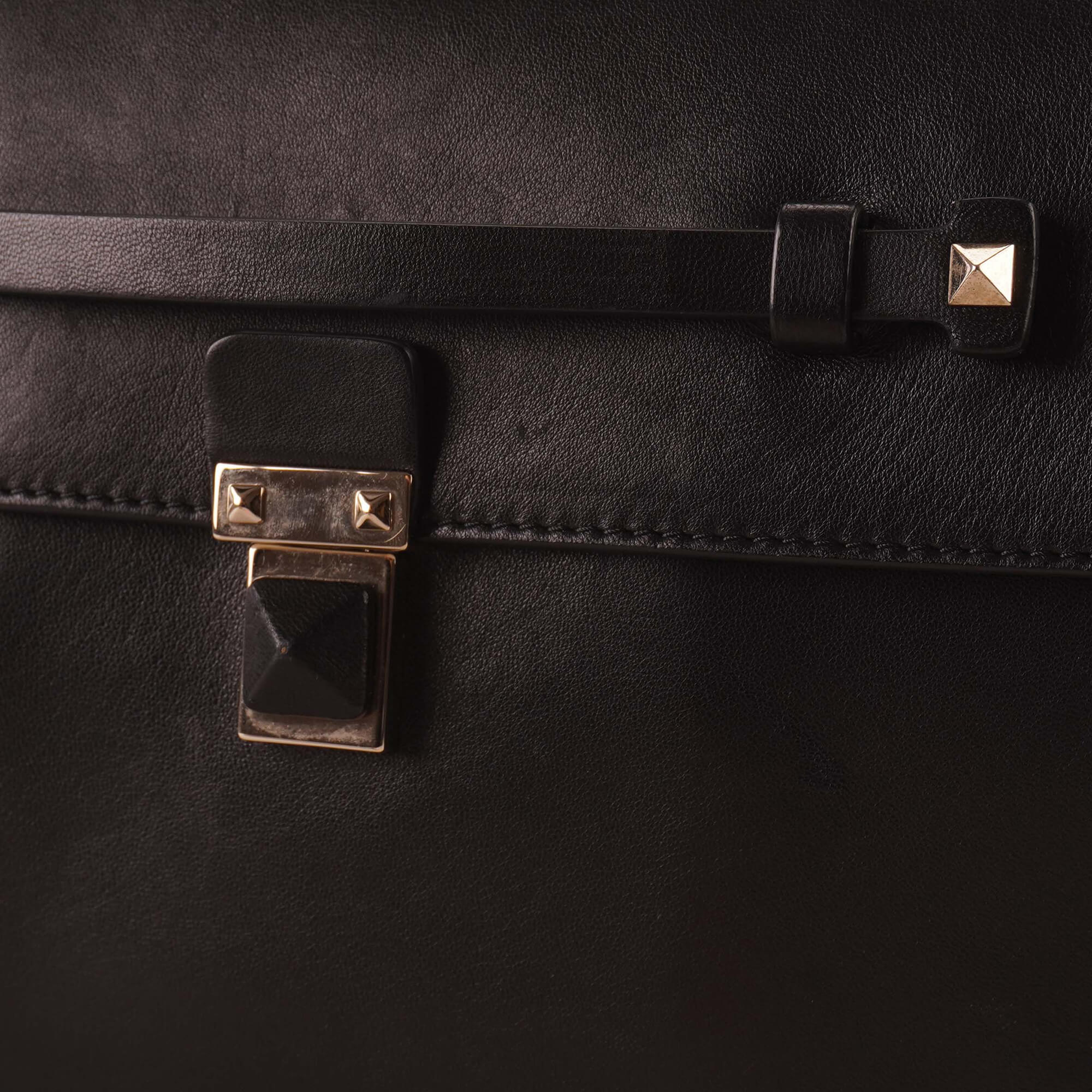 Valentino - Black Lambskin Leather Rockstud Embellishments Clutch